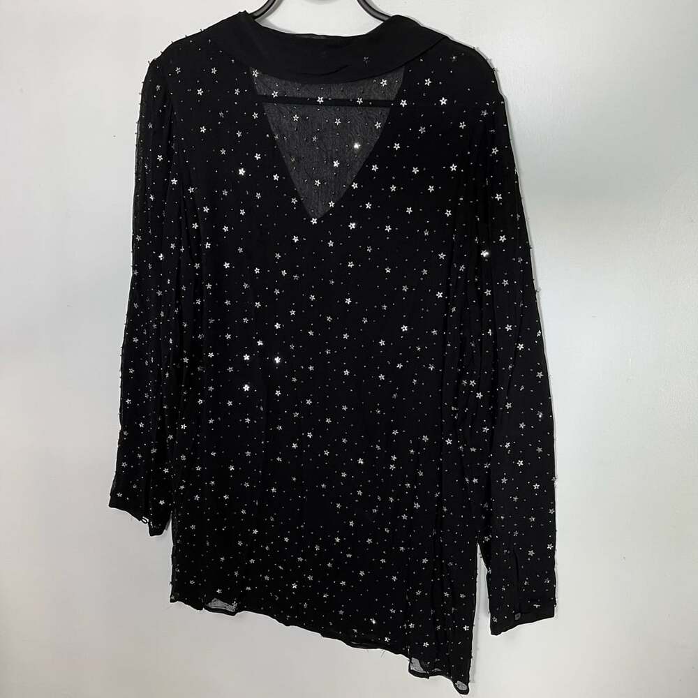 All Saints Shalien Star Embellished Sheer Black Top Blouse - Picture 11 of 13
